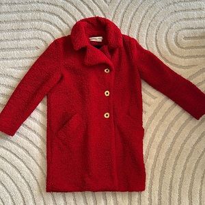 Red bouclé coat